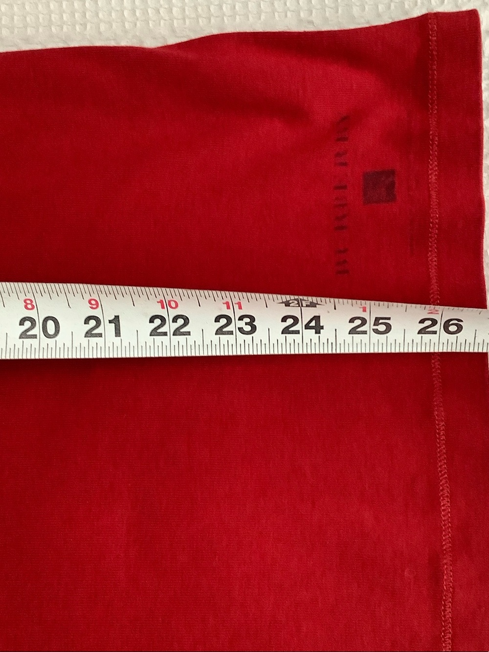 Burberry Red Long-Sleeve Scoop Neck Top with Plaid Trim - Picture 6 of 8